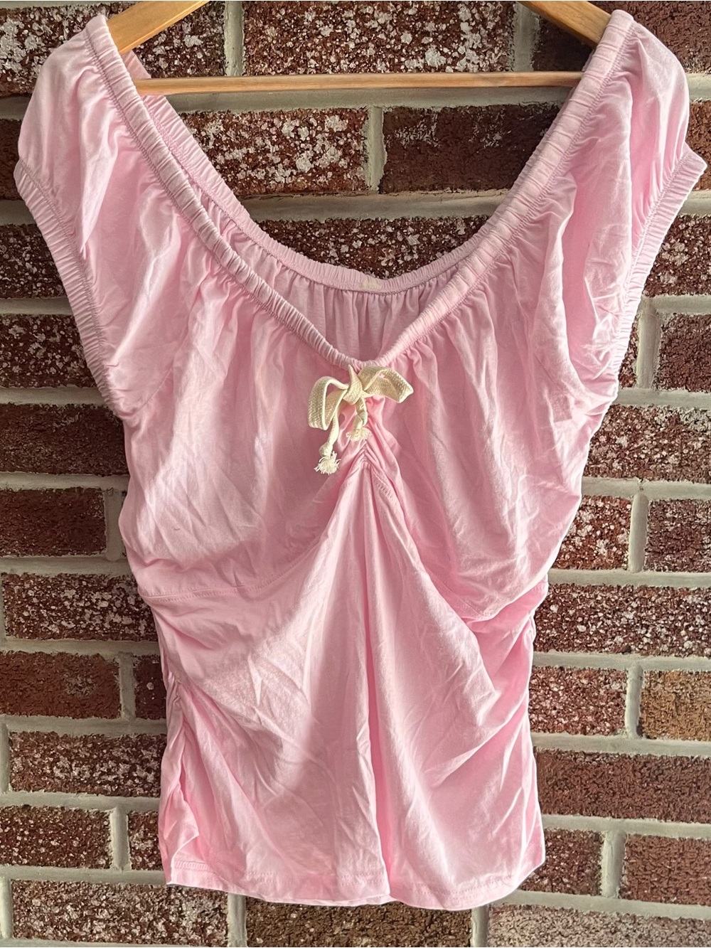 Pink - Ruched Tank Top - with Front Tie (NWOT)